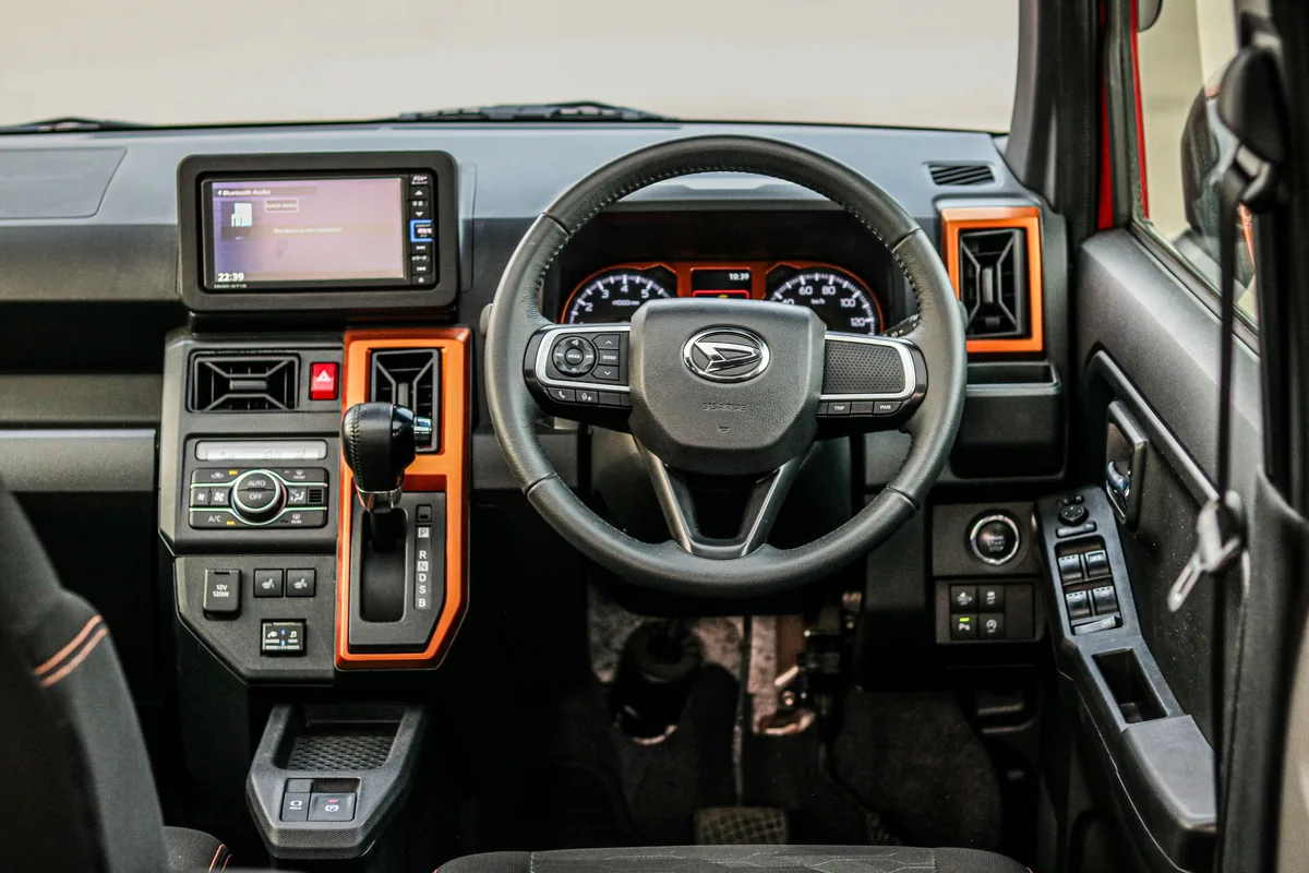 A right-hand-drive car interior Steering wheel and dashboard of a right-hand-drive car photographed in Rawalpindi
